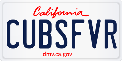 CA license plate CUBSFVR