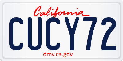 CA license plate CUCY72