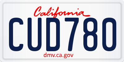 CA license plate CUD780