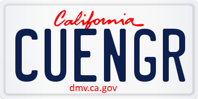 CA license plate CUENGR