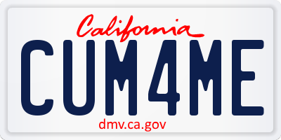 CA license plate CUM4ME