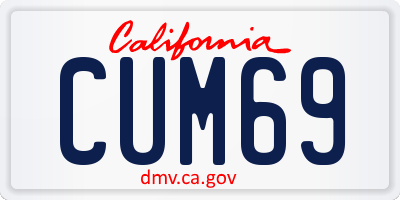 CA license plate CUM69