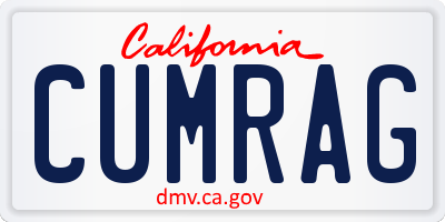 CA license plate CUMRAG