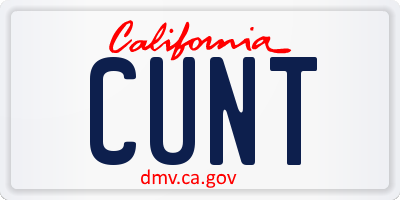 CA license plate CUNT