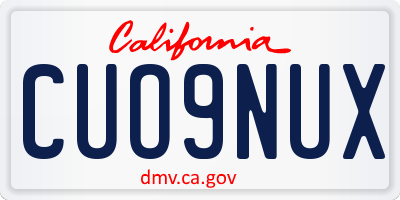 CA license plate CUO9NUX