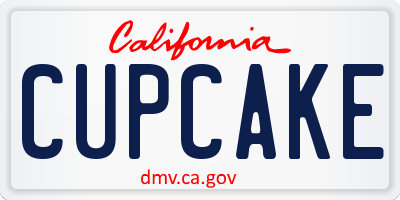 CA license plate CUPCAKE