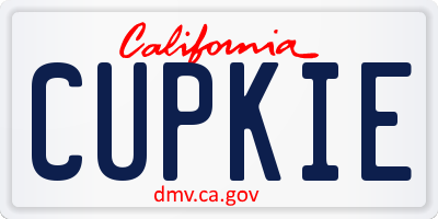 CA license plate CUPKIE