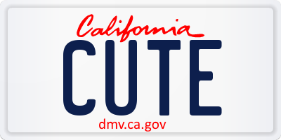 CA license plate CUTE