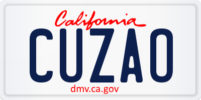 CA license plate CUZAO