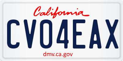 CA license plate CV04EAX