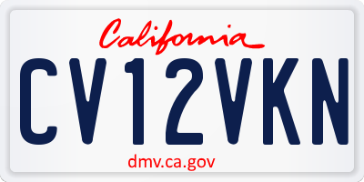 CA license plate CV12VKN