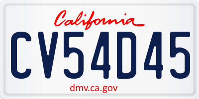 CA license plate CV54D45