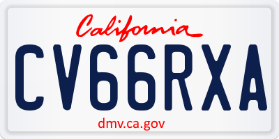 CA license plate CV66RXA