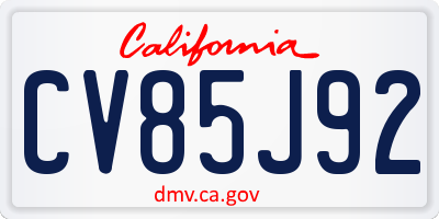 CA license plate CV85J92