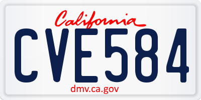 CA license plate CVE584