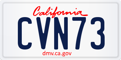 CA license plate CVN73