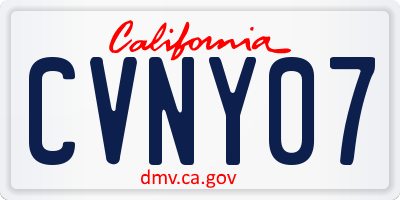 CA license plate CVNY07