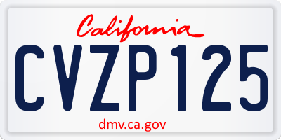 CA license plate CVZP125