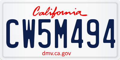 CA license plate CW5M494