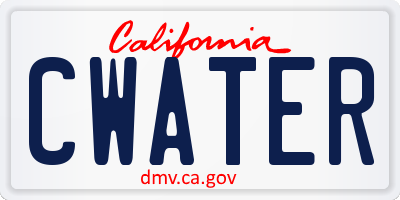 CA license plate CWATER