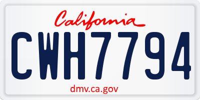 CA license plate CWH7794