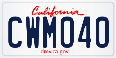 CA license plate CWM040