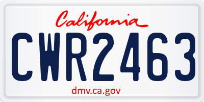 CA license plate CWR2463