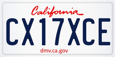 CA license plate CX17XCE