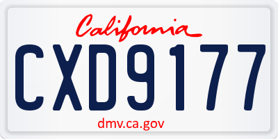 CA license plate CXD9177