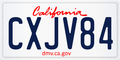 CA license plate CXJV84