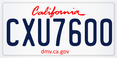 CA license plate CXU7600