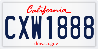 CA license plate CXW1888