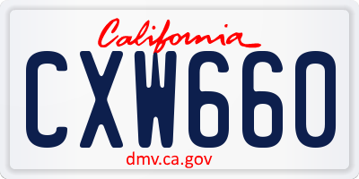 CA license plate CXW660