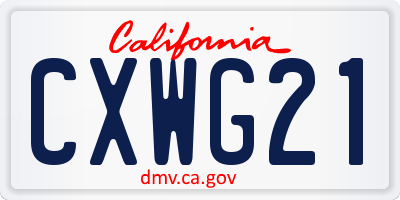 CA license plate CXWG21