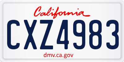 CA license plate CXZ4983