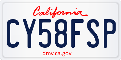 CA license plate CY58FSP