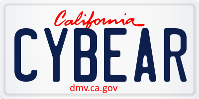 CA license plate CYBEAR