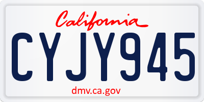 CA license plate CYJY945