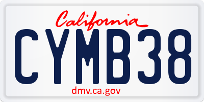 CA license plate CYMB38