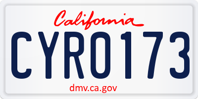 CA license plate CYR0173