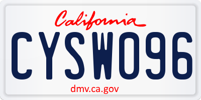 CA license plate CYSW096