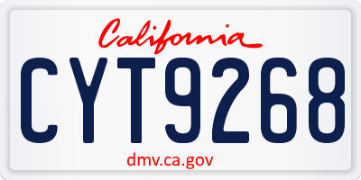 CA license plate CYT9268