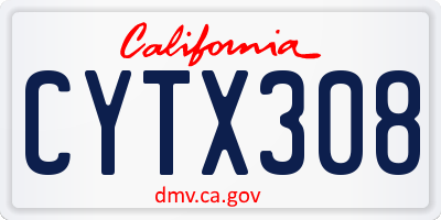 CA license plate CYTX308