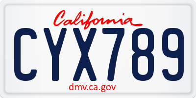 CA license plate CYX789