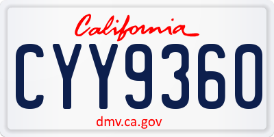 CA license plate CYY9360