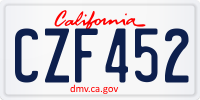 CA license plate CZF452