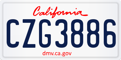 CA license plate CZG3886