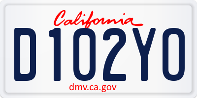 CA license plate D102YO