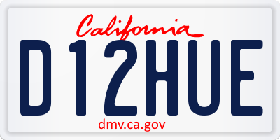 CA license plate D12HUE