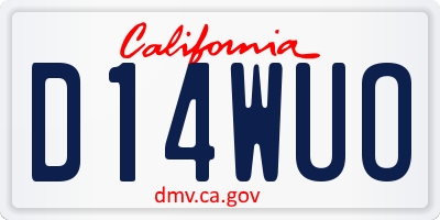 CA license plate D14WUO